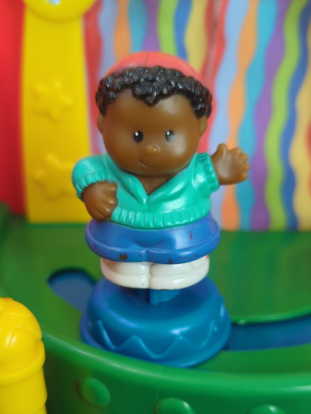 Little People - Figure in Teal Sweater and Blue Base - Friendly Play Character